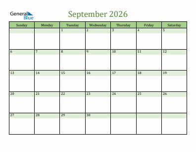 September 2026 calendar