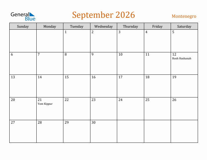 September 2026 Holiday Calendar with Sunday Start