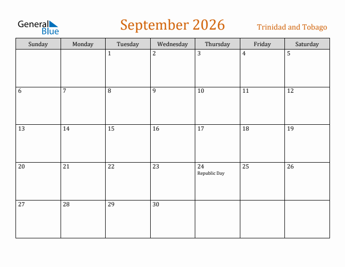 September 2026 Holiday Calendar with Sunday Start
