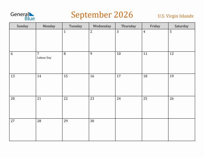 September 2026 Holiday Calendar with Sunday Start