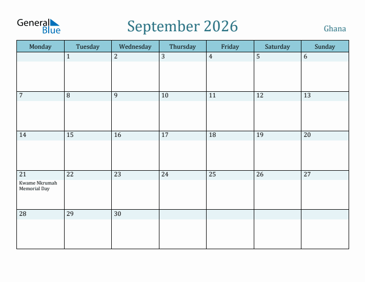 September 2026 Calendar with Holidays