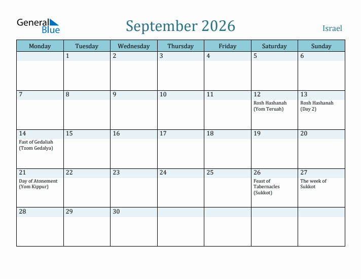 September 2026 Calendar with Holidays