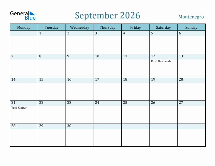 September 2026 Calendar with Holidays