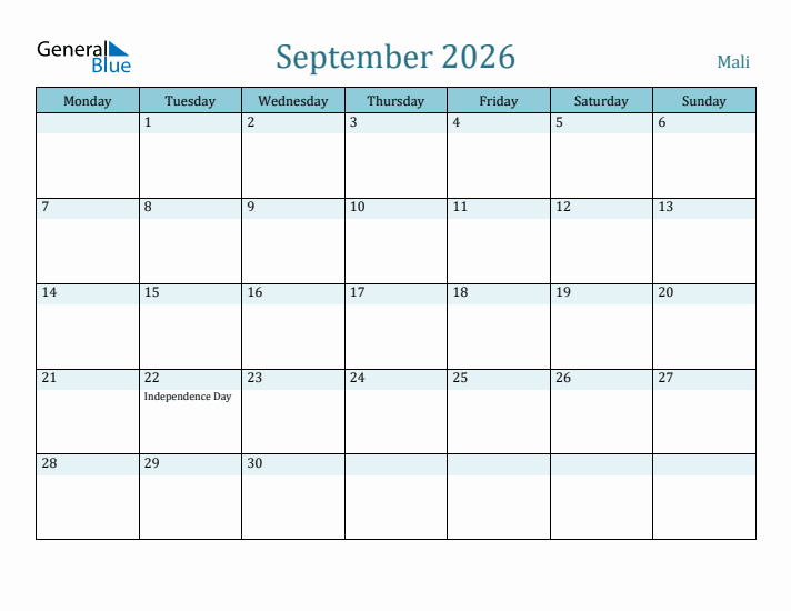 September 2026 Calendar with Holidays