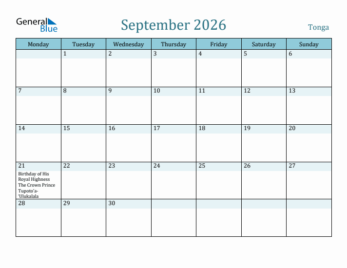 September 2026 Calendar with Holidays