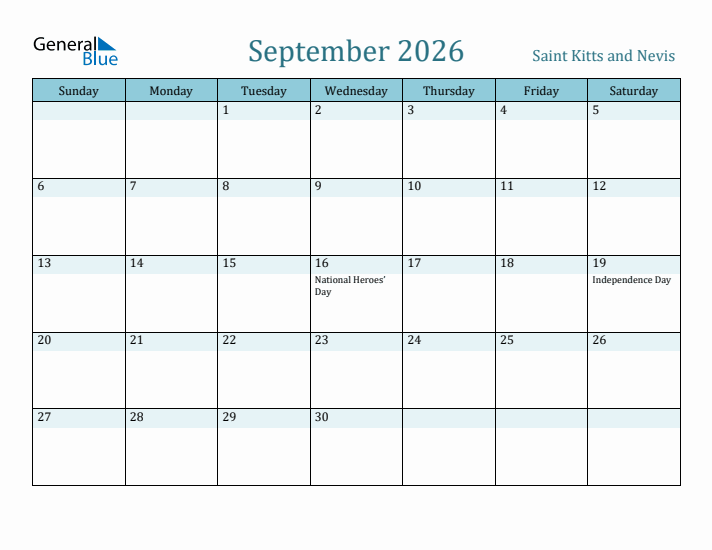 September 2026 Calendar with Holidays