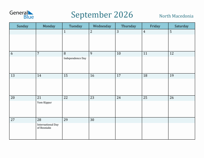 September 2026 Calendar with Holidays