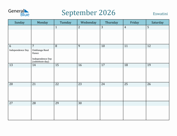 September 2026 Calendar with Holidays