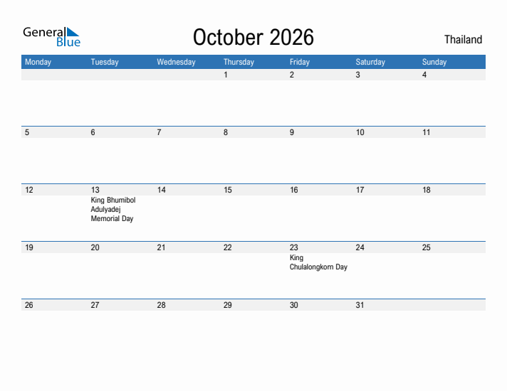Fillable October 2026 Calendar