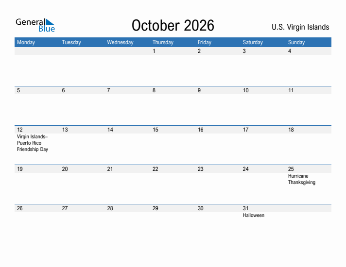 Fillable October 2026 Calendar