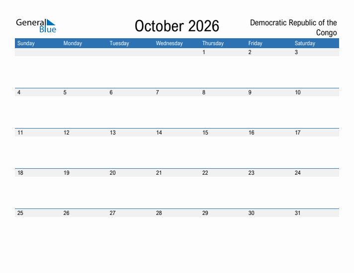 Fillable October 2026 Calendar