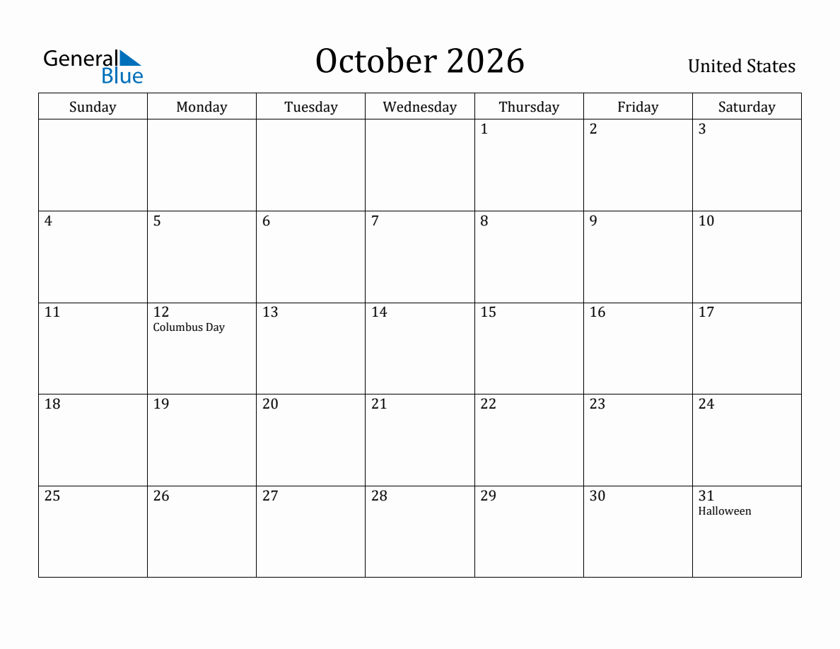 October 2026 Monthly Calendar with United States Holidays october-2026-monthly-calendar-with-united-states-holidays