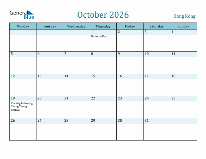 October 2026 Calendar with Holidays