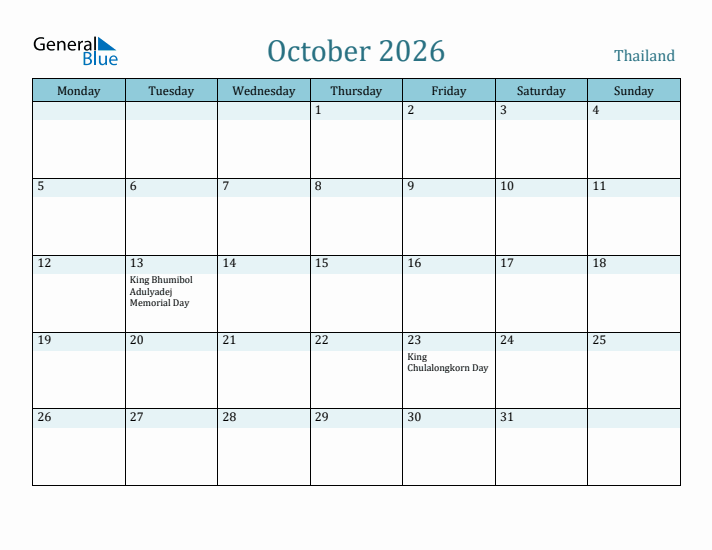 October 2026 Calendar with Holidays