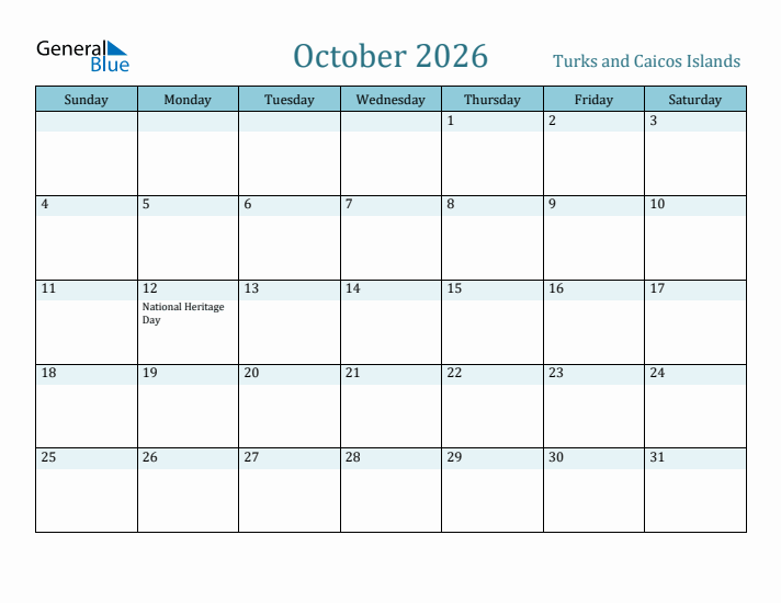 October 2026 Calendar with Holidays
