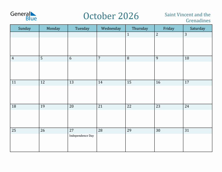 October 2026 Calendar with Holidays