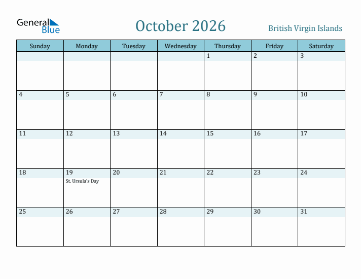 October 2026 Calendar with Holidays