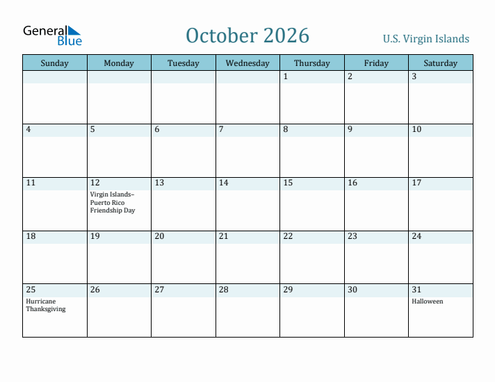 October 2026 Calendar with Holidays