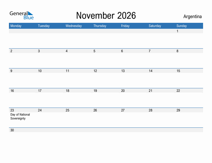 Fillable November 2026 Calendar