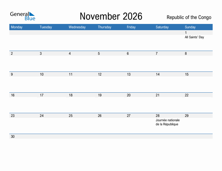 Fillable November 2026 Calendar