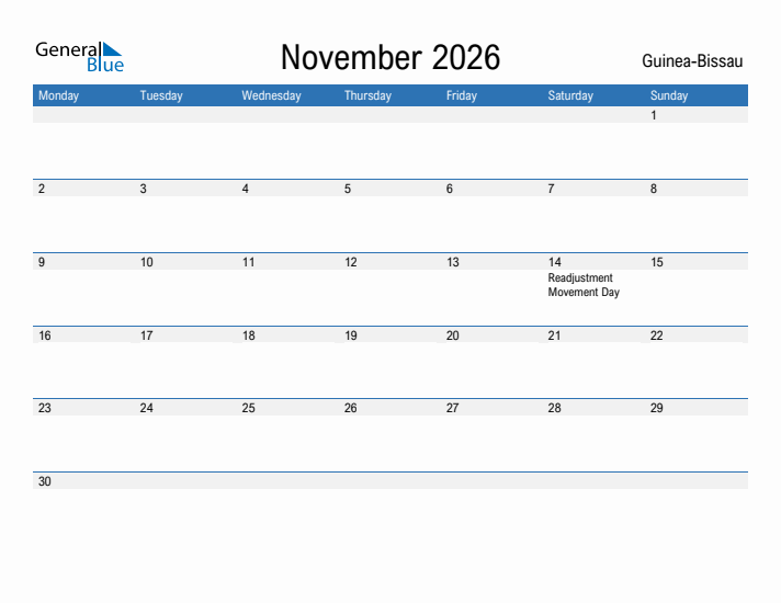 Fillable November 2026 Calendar
