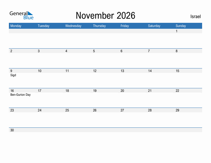 Fillable November 2026 Calendar