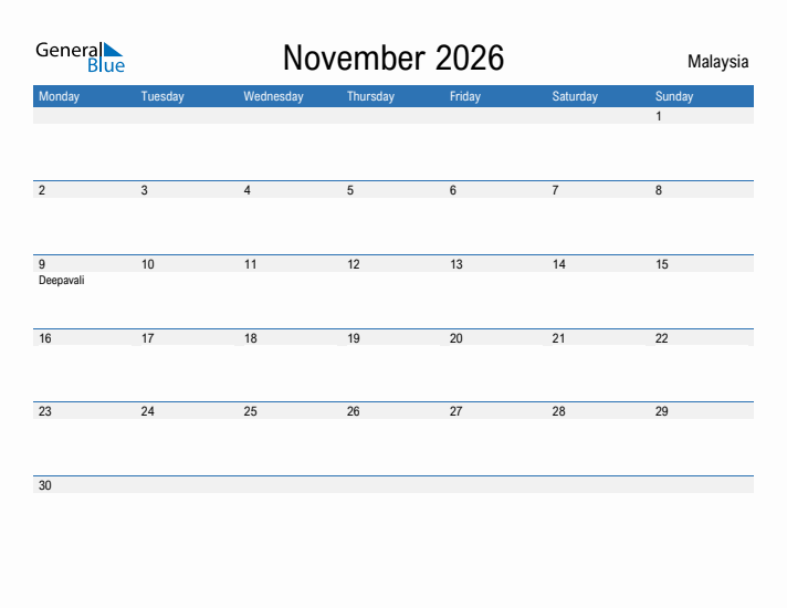 Fillable November 2026 Calendar