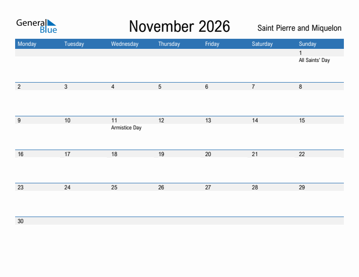 Fillable November 2026 Calendar