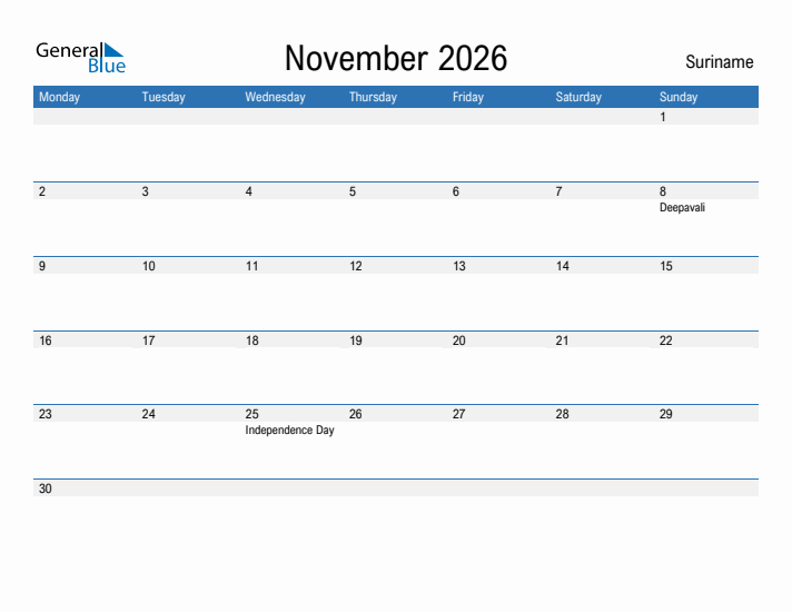 Fillable November 2026 Calendar