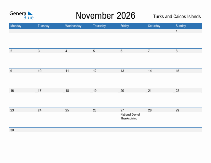 Fillable November 2026 Calendar