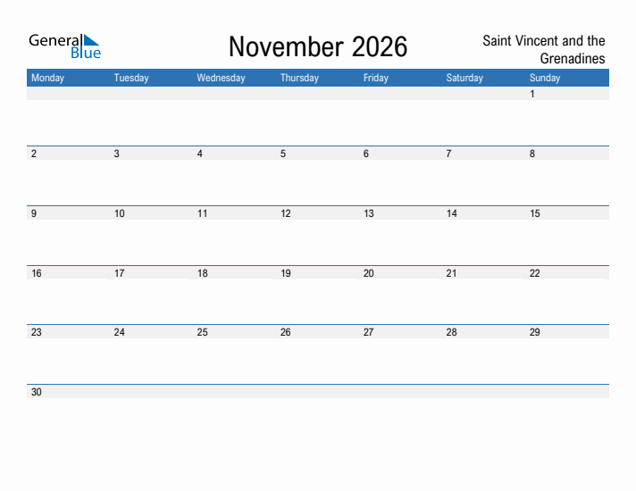 Fillable November 2026 Calendar