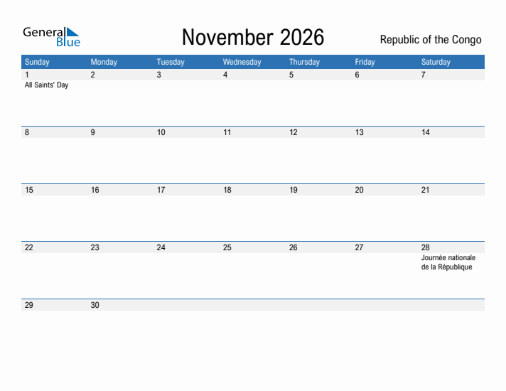 Fillable November 2026 Calendar