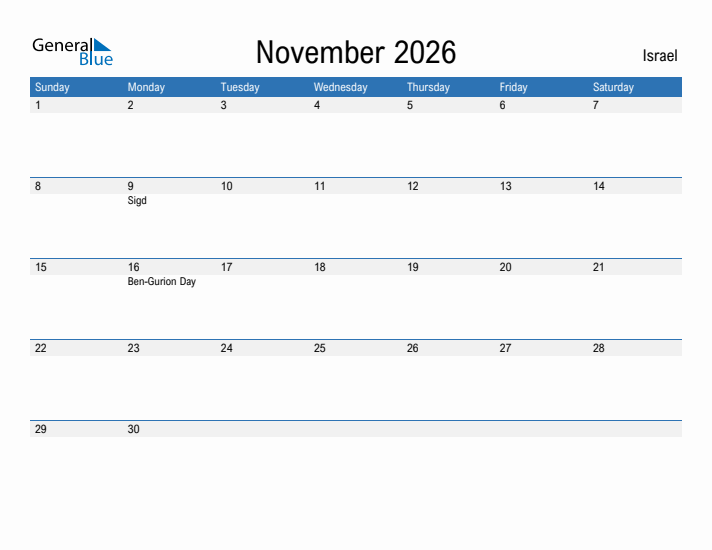 Fillable November 2026 Calendar