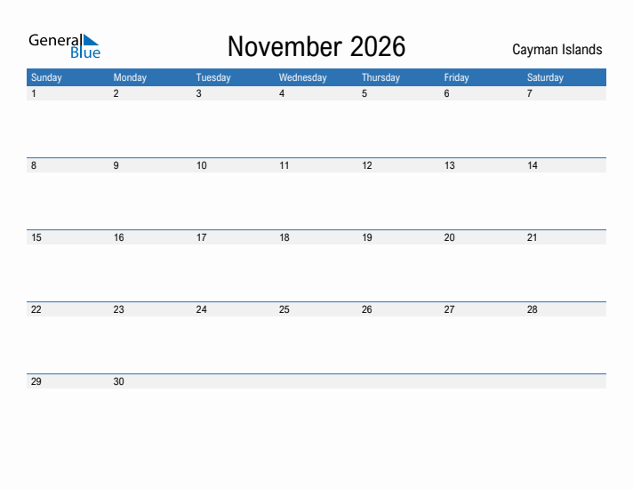 Fillable November 2026 Calendar