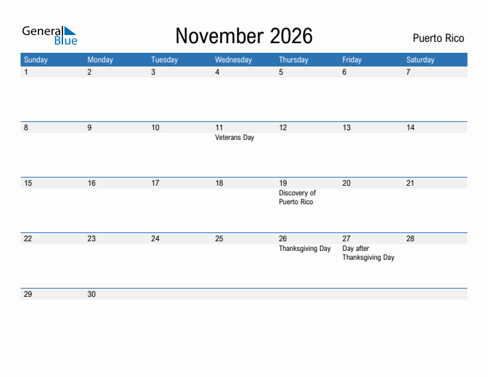Fillable November 2026 Calendar