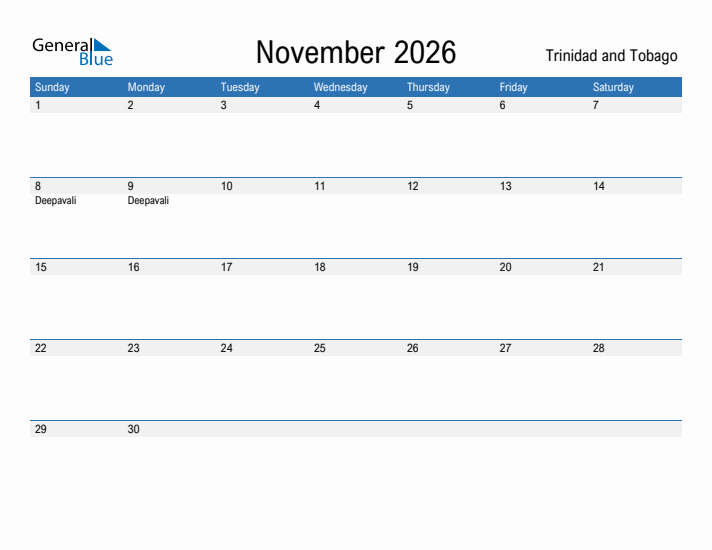Fillable November 2026 Calendar