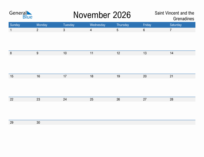 Fillable November 2026 Calendar