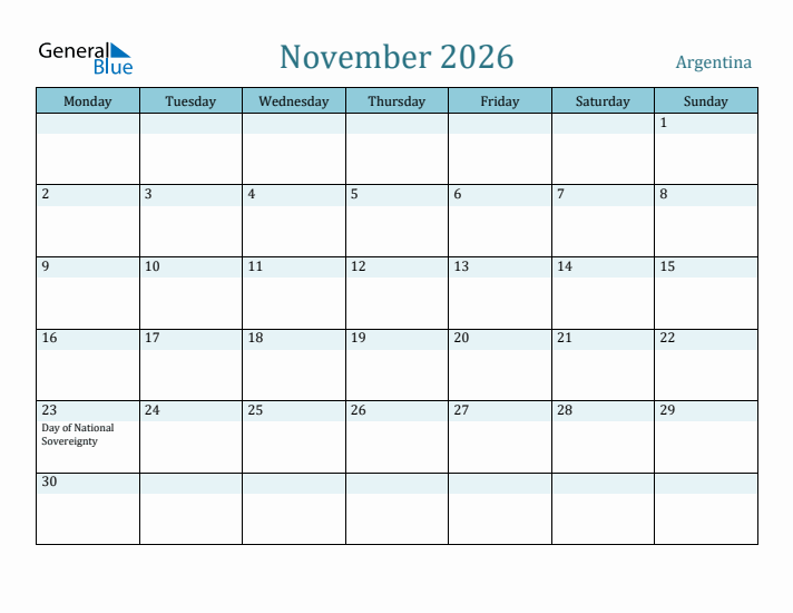 November 2026 Calendar with Holidays