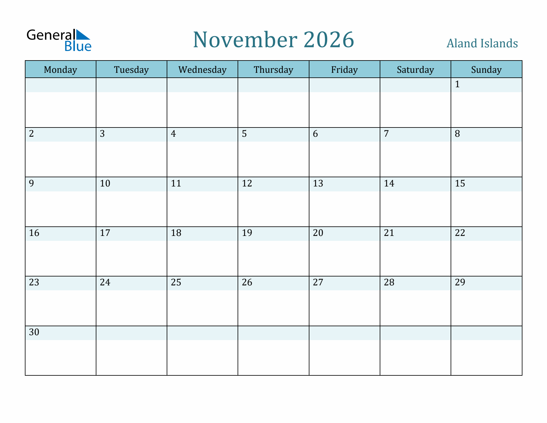 November 2026 Calendar with Holidays
