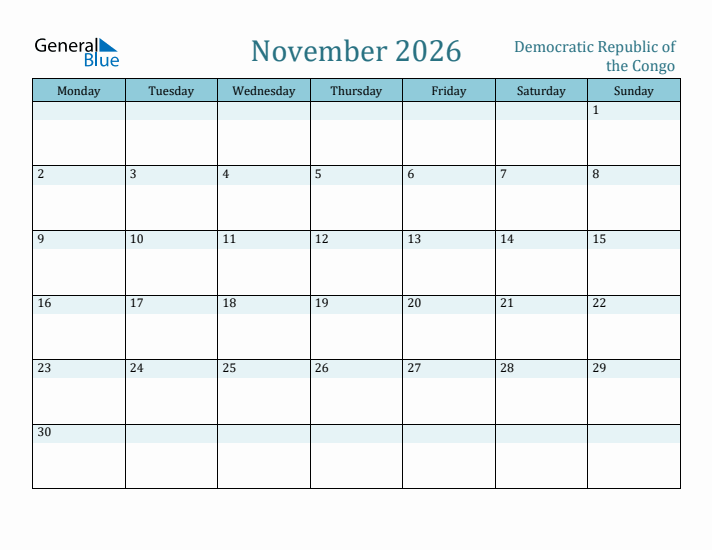 November 2026 Calendar with Holidays