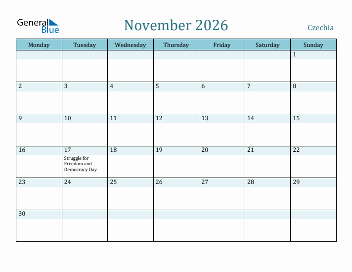 November 2026 Calendar with Holidays