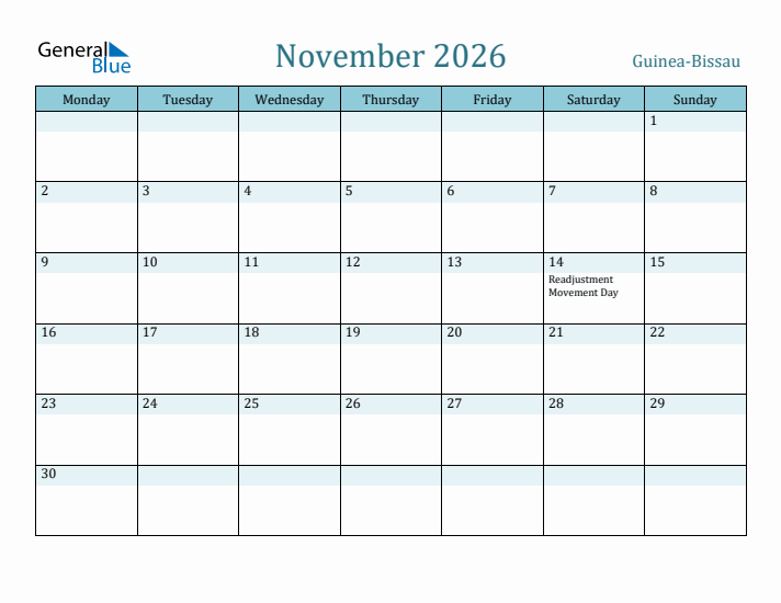 November 2026 Calendar with Holidays