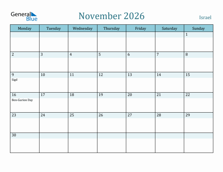 November 2026 Calendar with Holidays