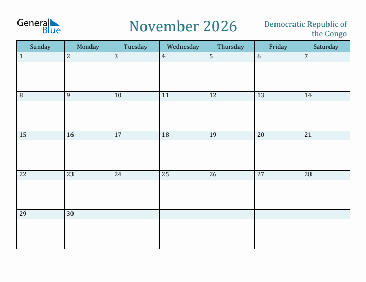 November 2026 Calendar with Holidays