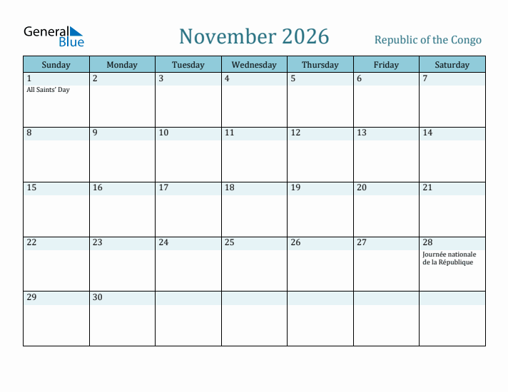 November 2026 Calendar with Holidays