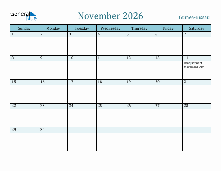 November 2026 Calendar with Holidays
