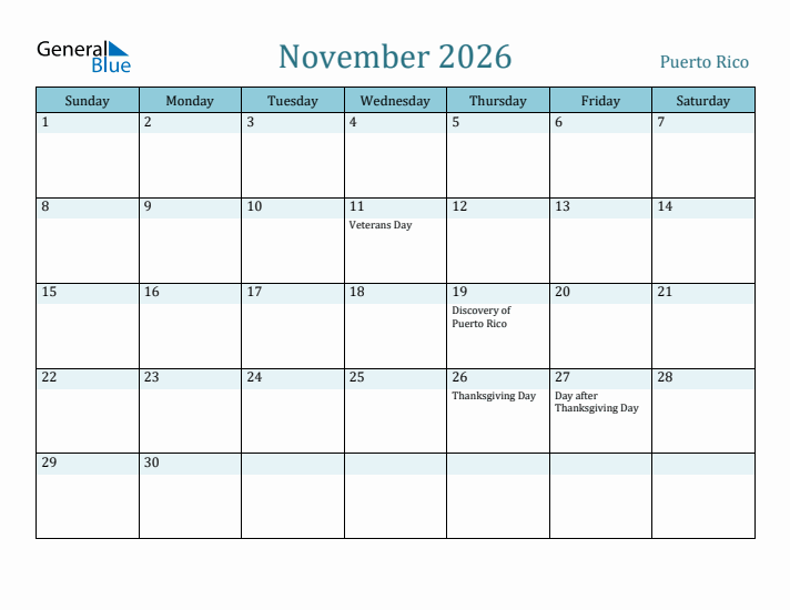 November 2026 Calendar with Holidays
