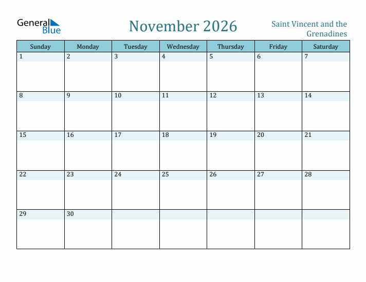 November 2026 Calendar with Holidays
