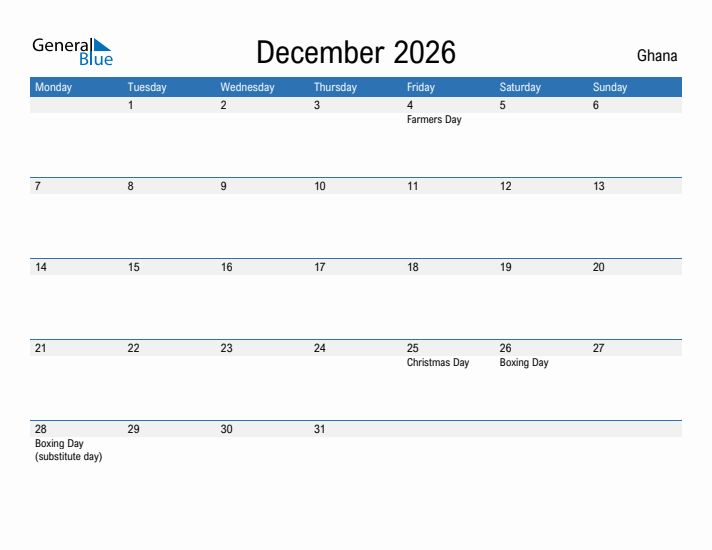 Fillable December 2026 Calendar