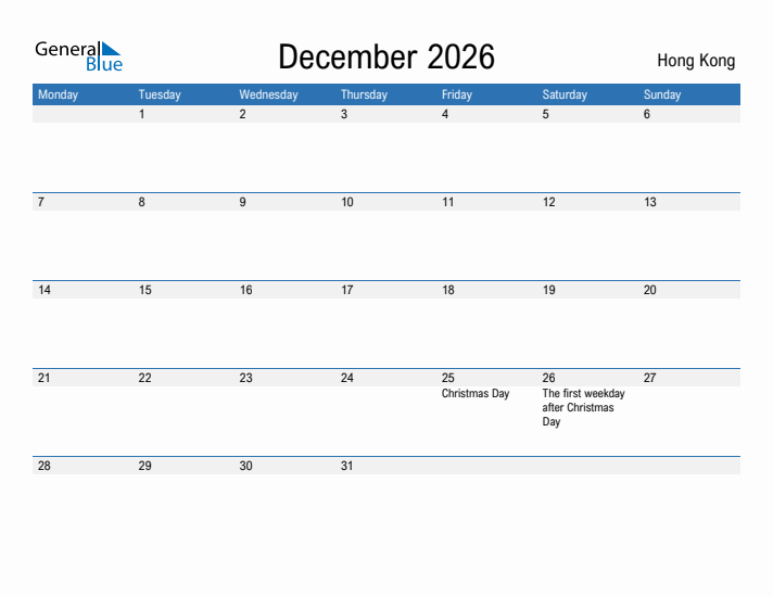 Fillable December 2026 Calendar